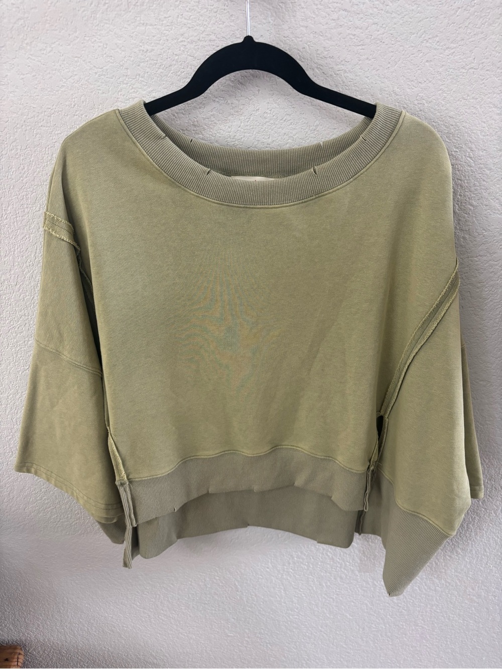 Peach Love California Green French Terry Short Sleeve Sweatshirt — M